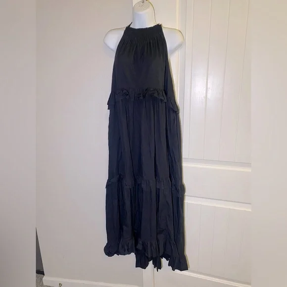 EUC Endless Summer 100% Cotton Anita Maxi Dress Ruffle Tiered Tie Back - Picture 3 of 11